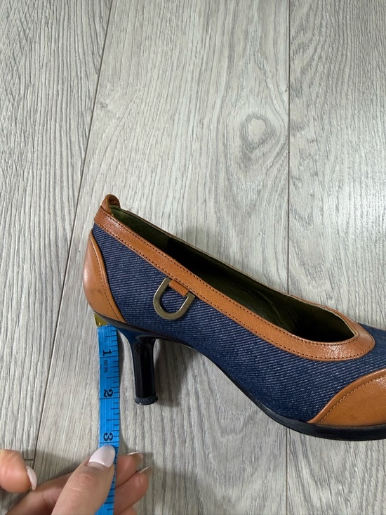 Vintage Y2K Kenzo Leather Denim Pointed Toe Heels - Picture 14 of 14